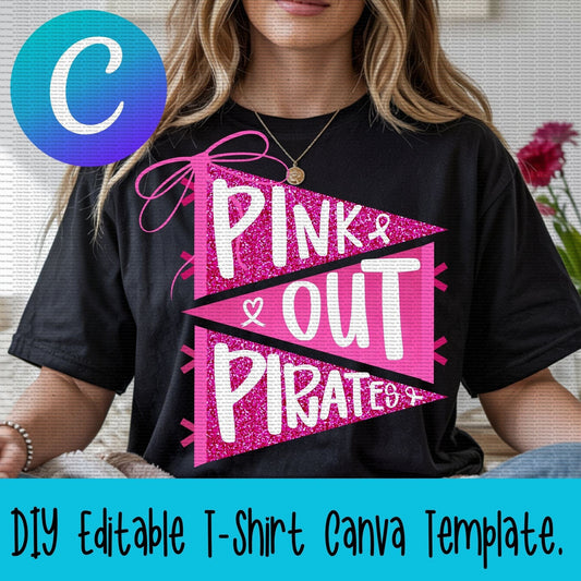 Jen Peete Designs Digital Pink Out Pennant Canva Template