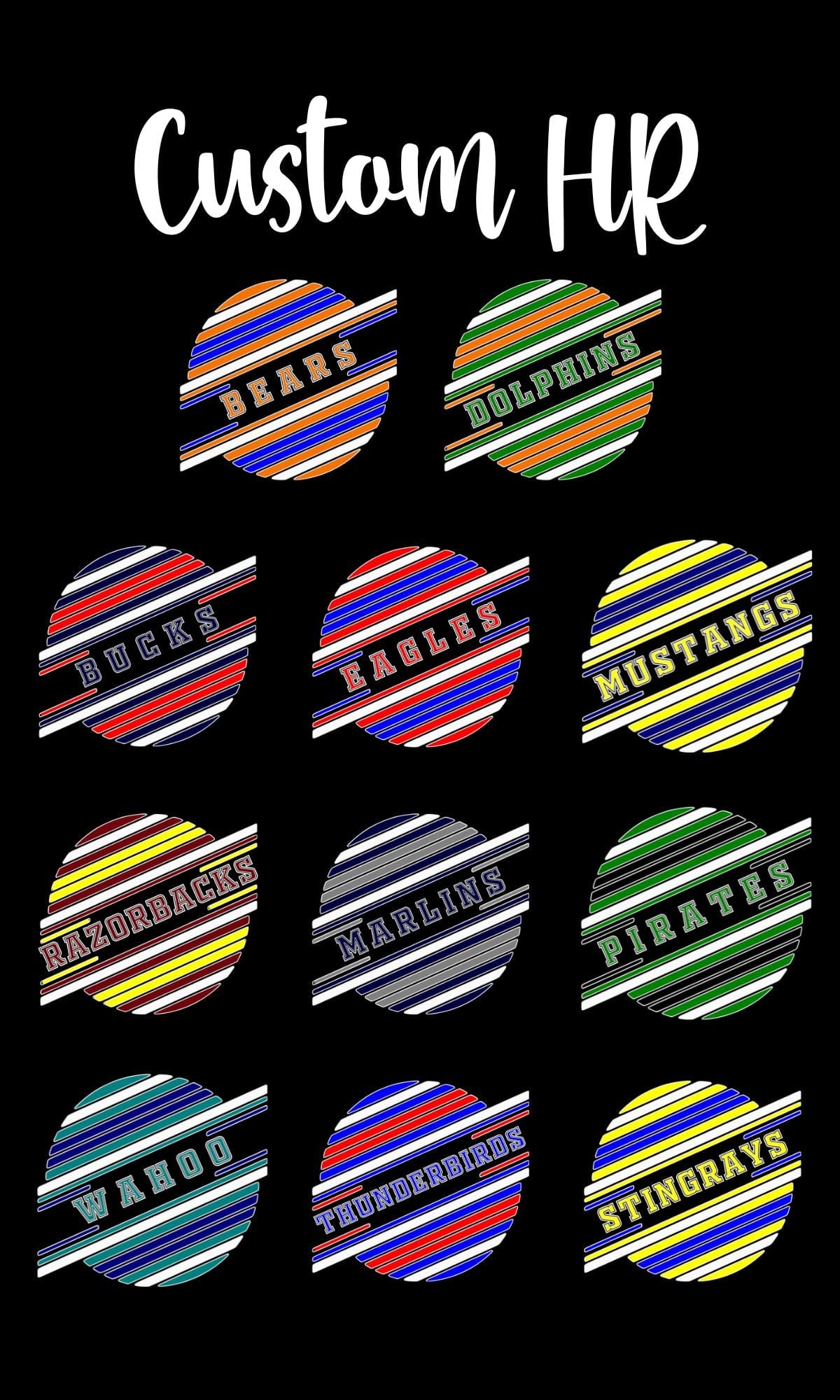 Jen Peete Designs Digital Retro Striped Mascot Design Custom for HR