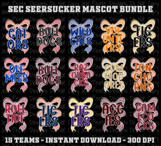 Jen Peete Designs Digital SEC Seersucker College Mascot Bundle