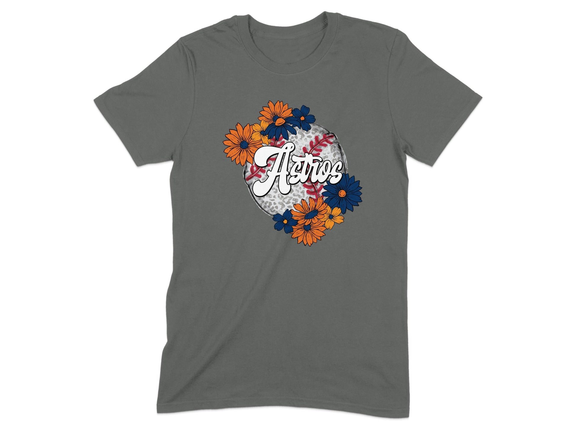 JPD Physical Item Astros Baseball Floral Design Graphic Team Spirit T-Shirt