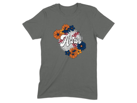 JPD Physical Item Astros Baseball Floral Design Graphic Team Spirit T-Shirt
