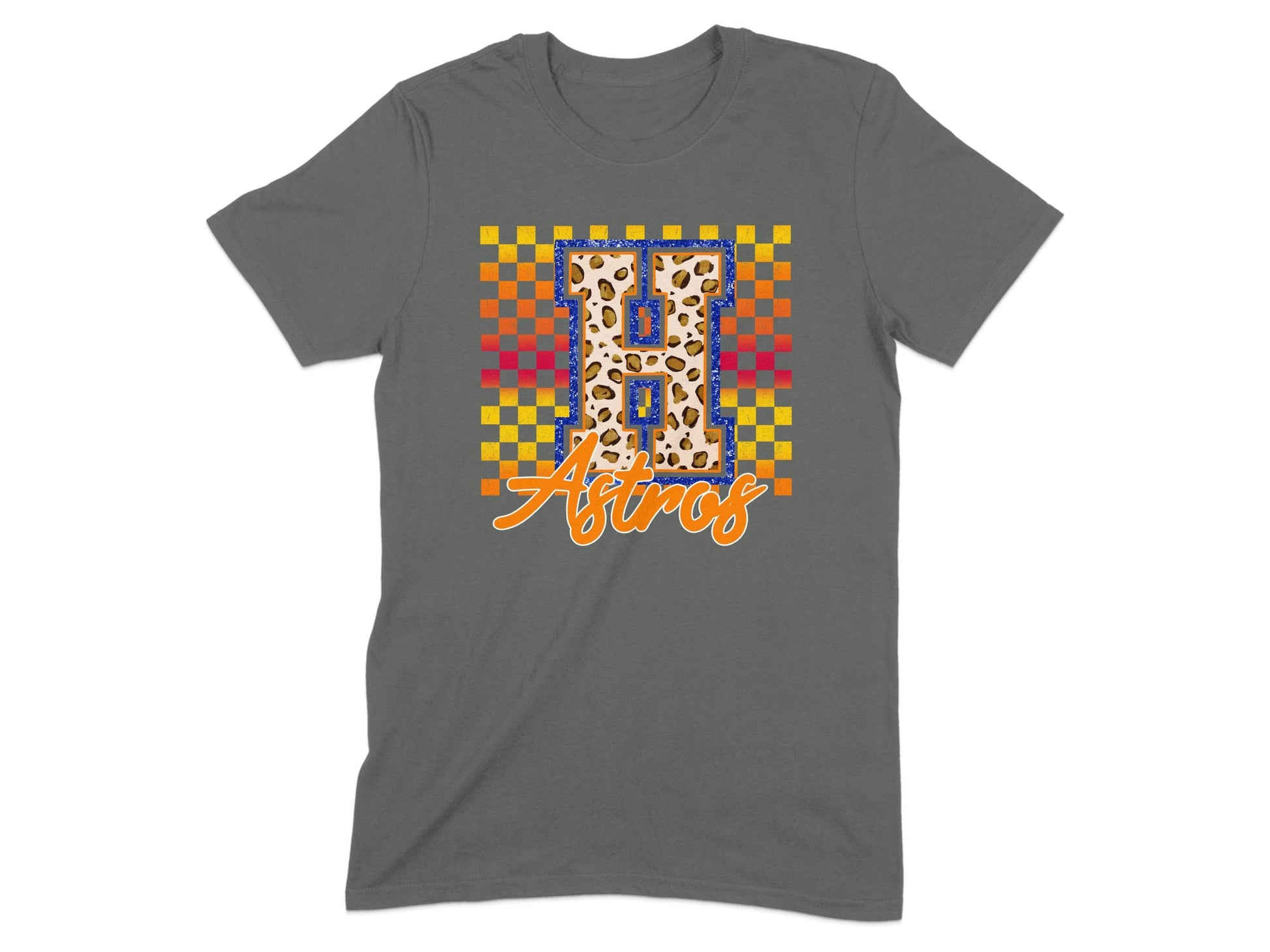 JPD Physical Item Astros H Letter with Cheetah Texture T-Shirt
