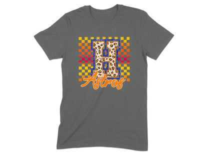 JPD Physical Item Astros H Letter with Cheetah Texture T-Shirt