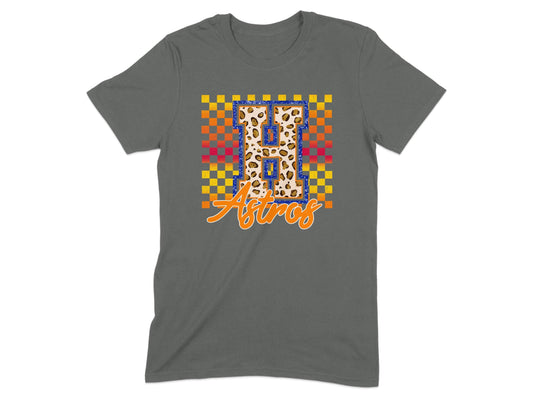 JPD Physical Item Astros H Letter with Cheetah Texture T-Shirt