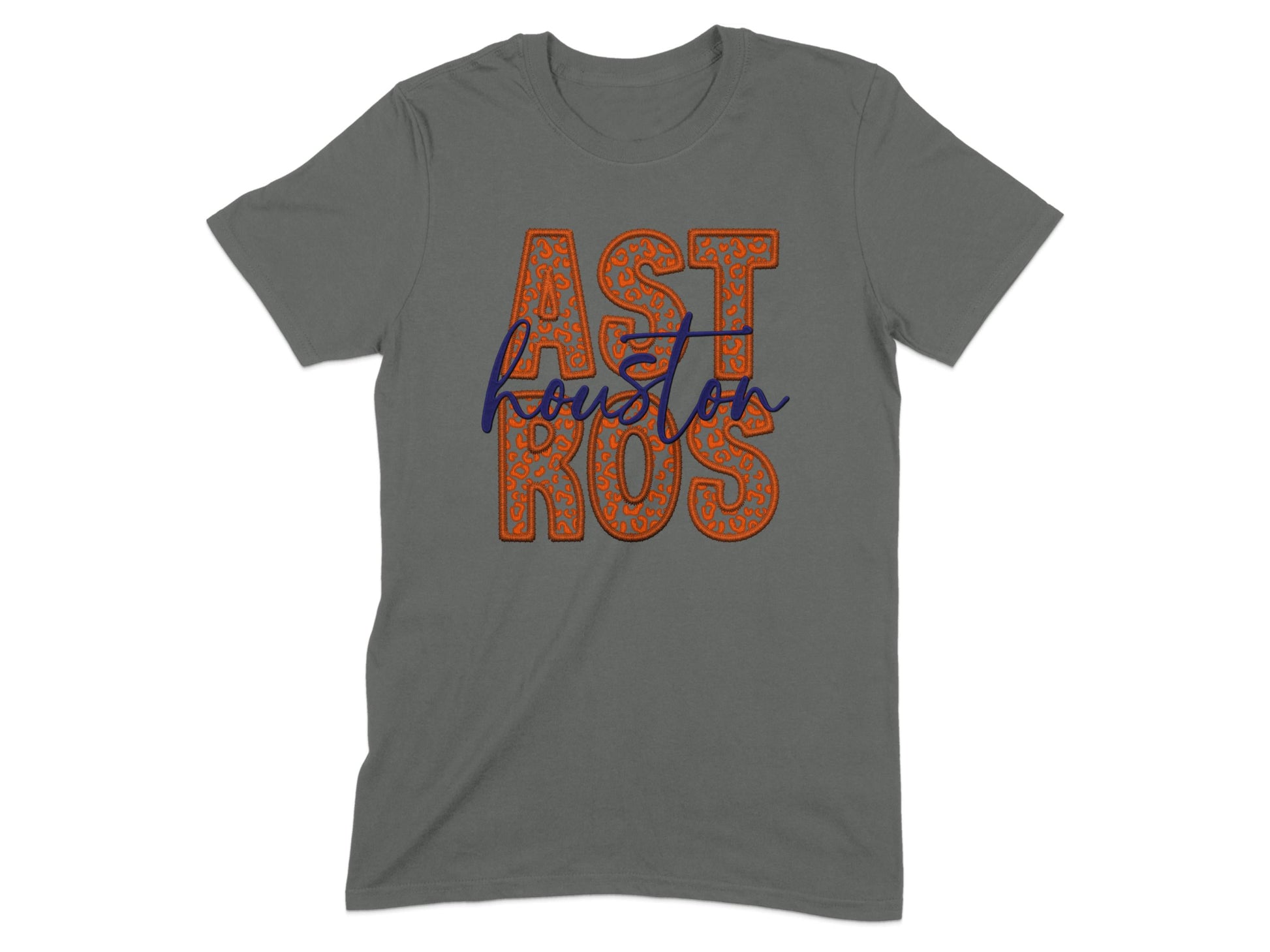 JPD Physical Item Astros in Leopard Print with Houston Script Above T-Shirt