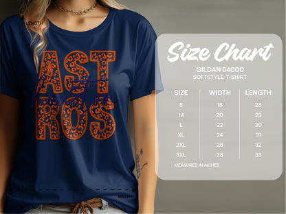 JPD Physical Item Astros in Leopard Print with Houston Script Above T-Shirt