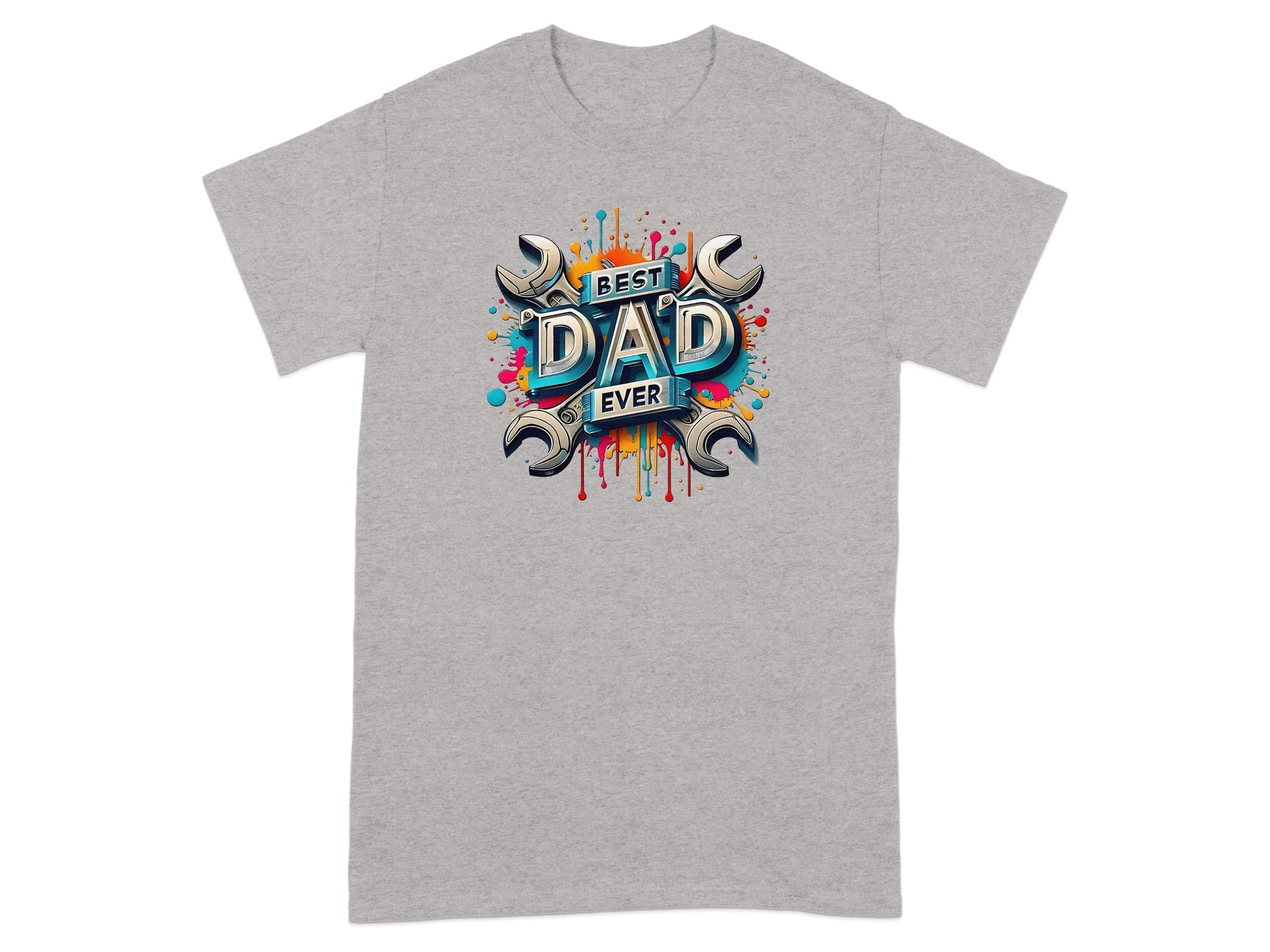 Jen Peete Designs Physical Item Best Dad Ever Tools Colorful Splatter Design T-Shirt