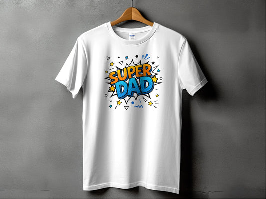 Jen Peete Designs Physical Item Celebrate Dad with Super Dad Comic Graphic Fathers Day T-Shirt