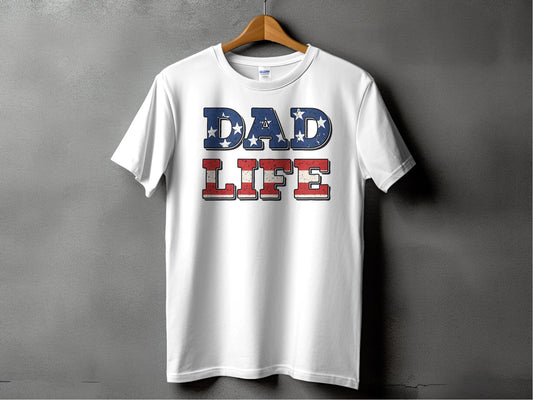 Jen Peete Designs Physical Item Dad Life American Flag Fatherhood Father's Day T-Shirt