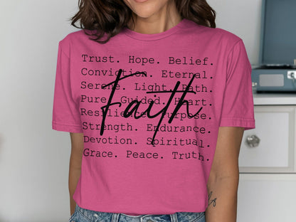 Jen Peete Designs Physical Item Faith Motivational Words Positive Message Graphic T-Shirts