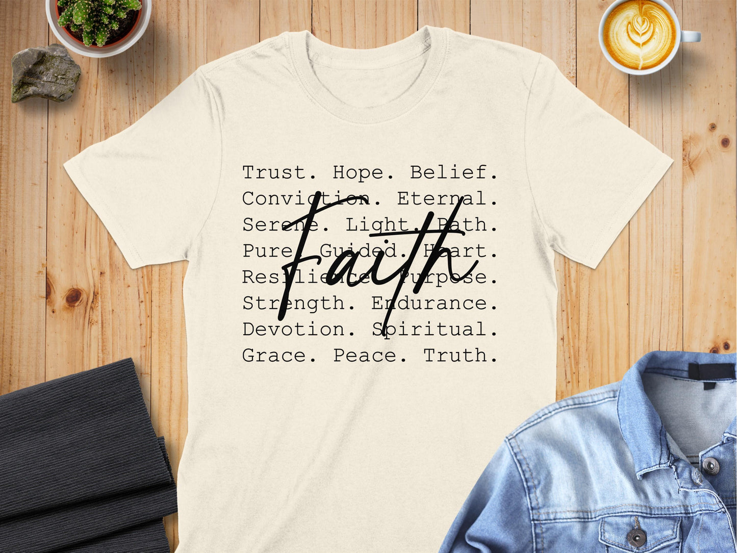 Jen Peete Designs Physical Item Faith Motivational Words Positive Message Graphic T-Shirts