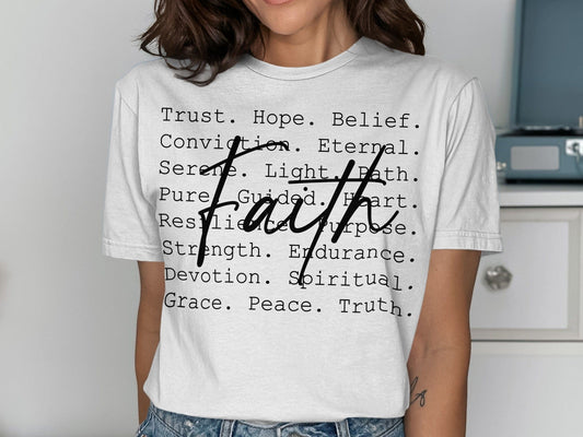 Jen Peete Designs Physical Item Faith Motivational Words Positive Message Graphic T-Shirts