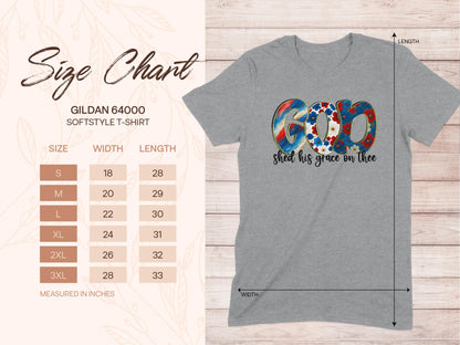 Jen Peete Designs Physical Item GOD Shed His Grace Patriotic Floral Art Style T-Shirt