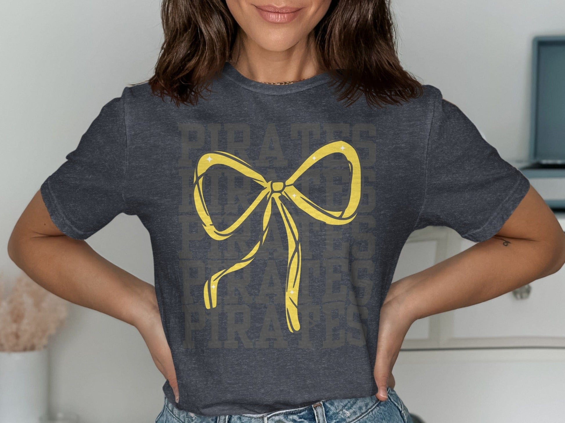 Jen Peete Designs Physical Item Pirates with Gold Sparkly Ribbon Spirit Shirt