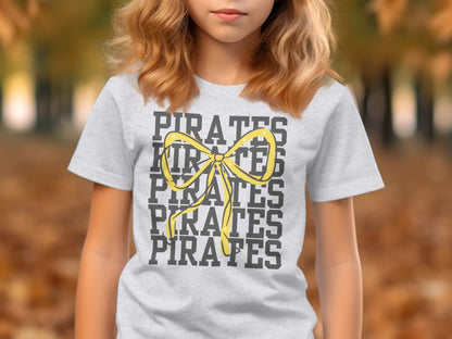 Jen Peete Designs Physical Item Pirates with Gold Sparkly Ribbon Spirit Shirt