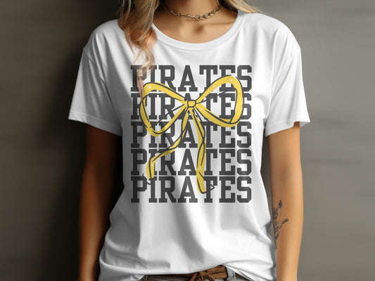 Jen Peete Designs Physical Item Pirates with Gold Sparkly Ribbon Spirit Shirt