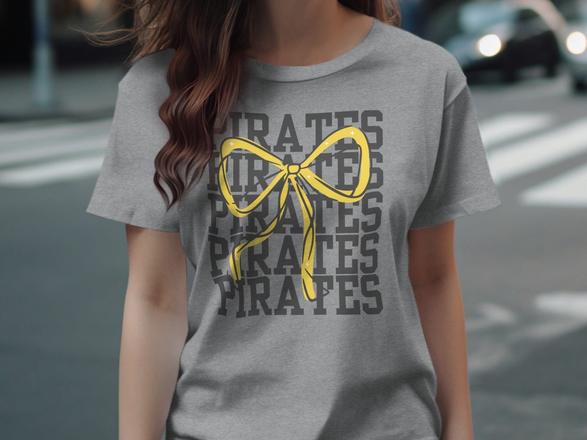 Jen Peete Designs Physical Item Pirates with Gold Sparkly Ribbon Spirit Shirt