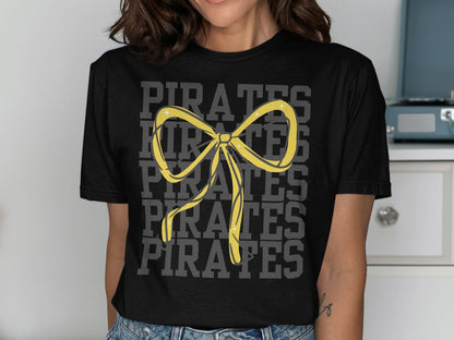 Jen Peete Designs Physical Item Pirates with Gold Sparkly Ribbon Spirit Shirt