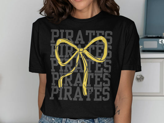 Jen Peete Designs Physical Item Pirates with Gold Sparkly Ribbon Spirit Shirt