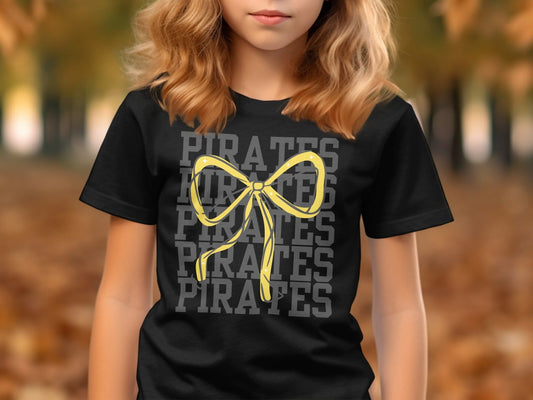 Jen Peete Designs Physical Item Pirates with Gold Sparkly Ribbon Spirit Shirt