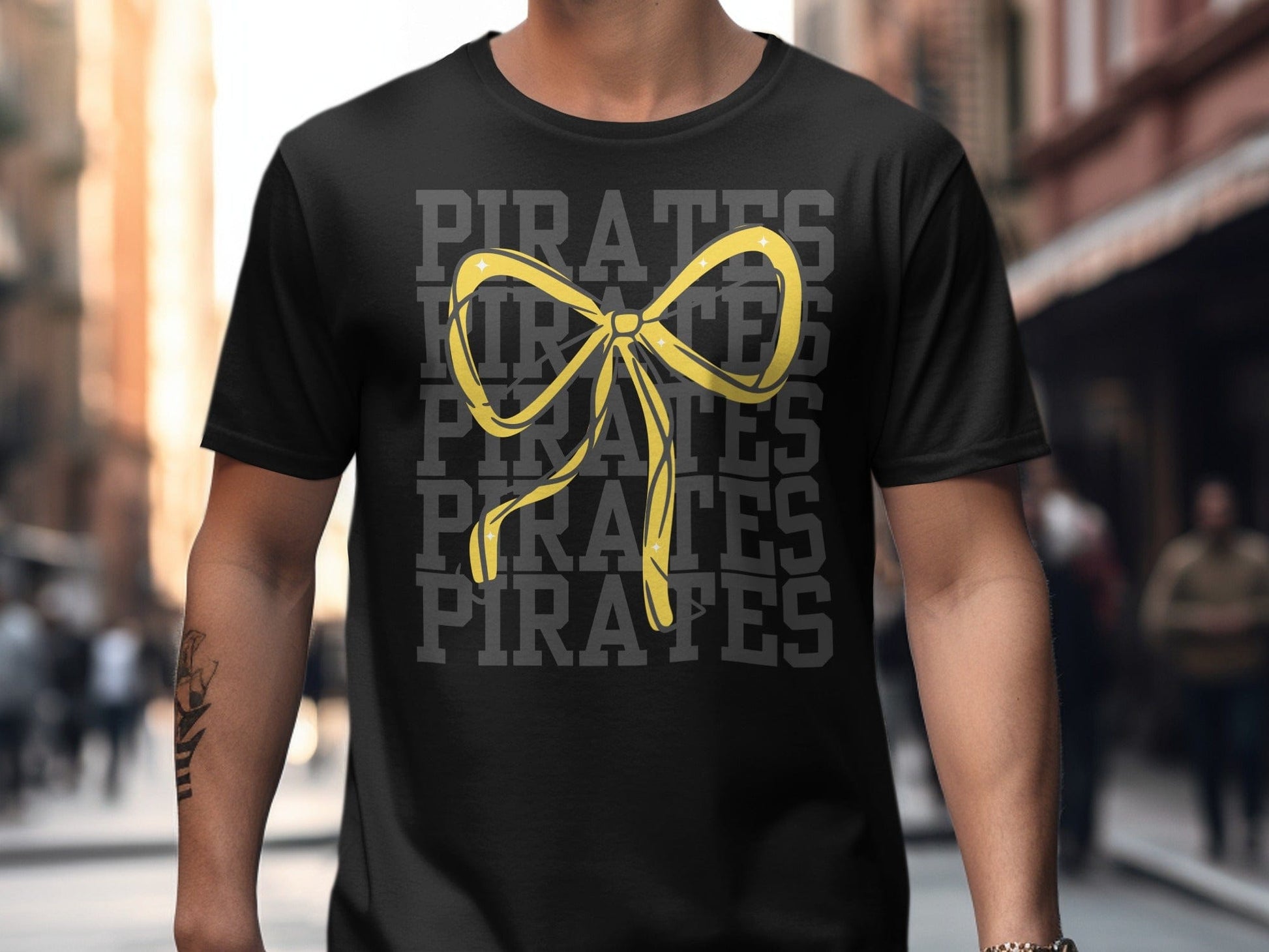 Jen Peete Designs Physical Item Pirates with Gold Sparkly Ribbon Spirit Shirt
