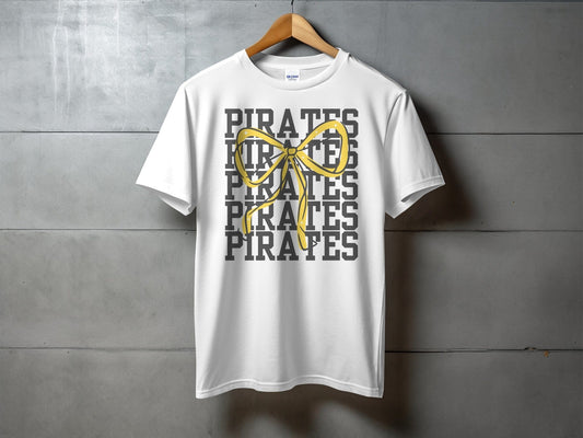 Jen Peete Designs Physical Item Pirates with Gold Sparkly Ribbon Spirit Shirt
