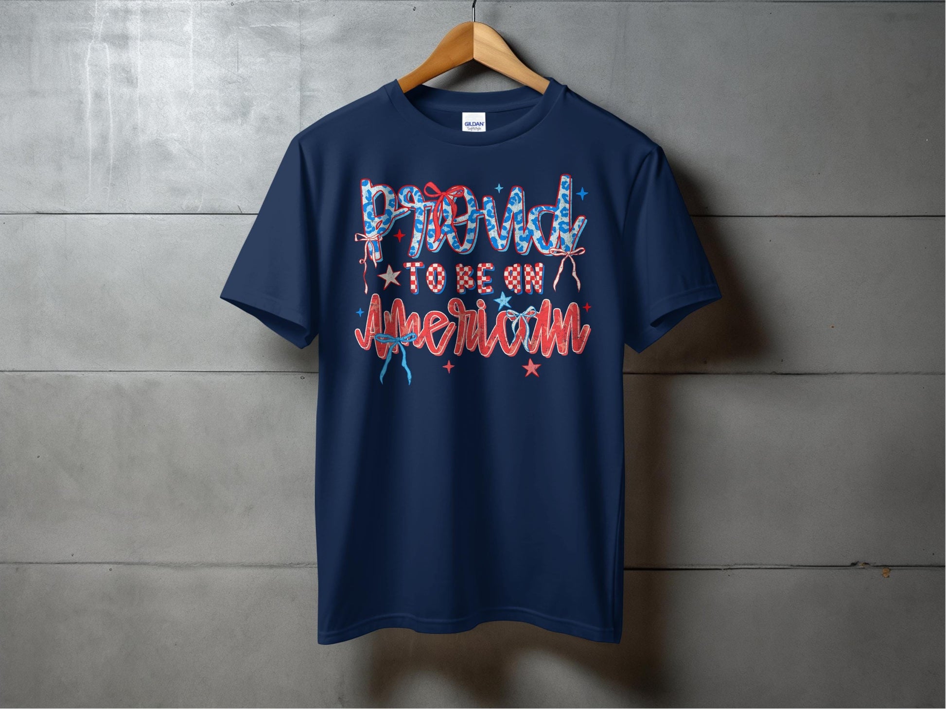 Jen Peete Designs Physical Item Proud To Be An American Fourth Of July Patriotic T-Shirt