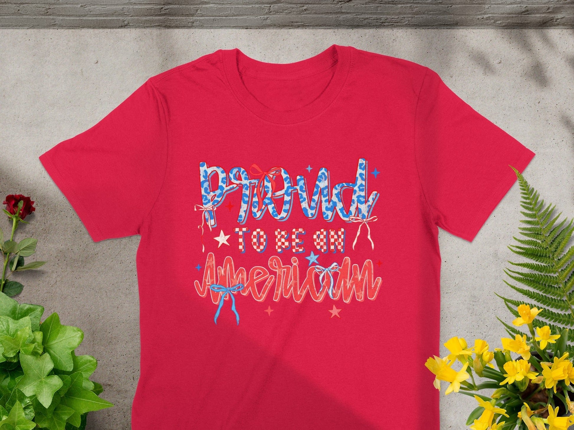 Jen Peete Designs Physical Item Proud To Be An American Fourth Of July Patriotic T-Shirt