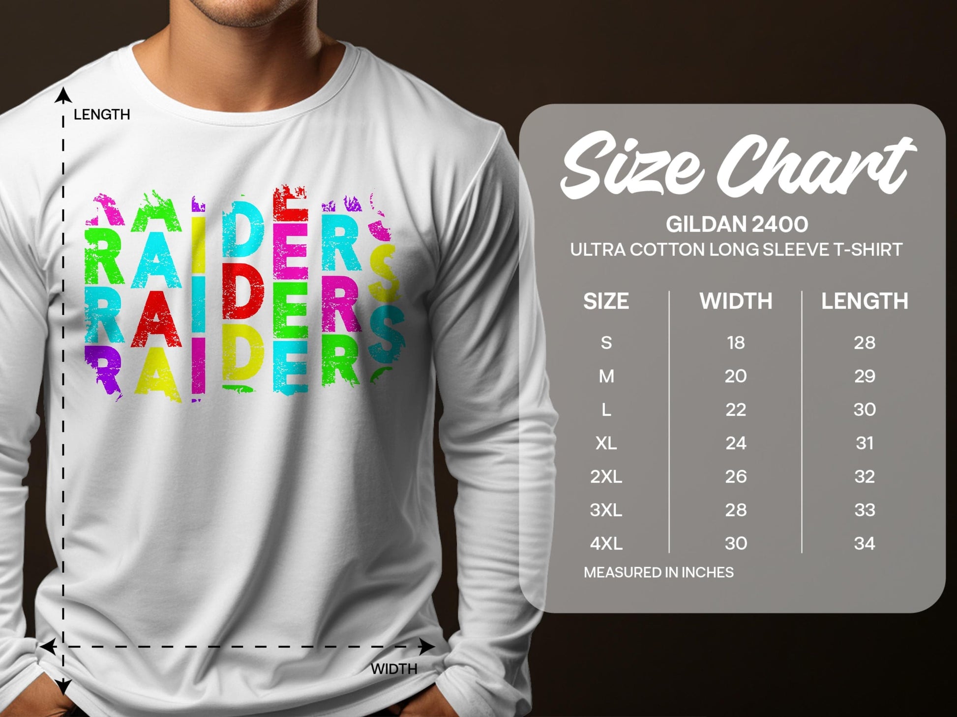 JPD Physical Item Raiders Text Multi Color Distressed Look in Short-Sleeve, Long-Sleeve, Crewnecks, and Hoodies