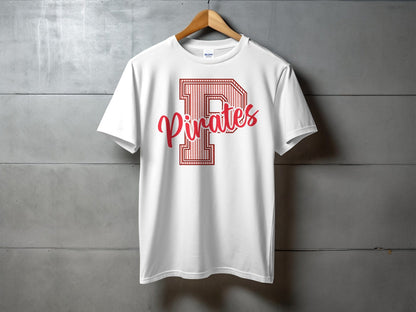 Jen Peete Designs Physical Item Seersucker Letter P Red Pirates Spirit Shirt
