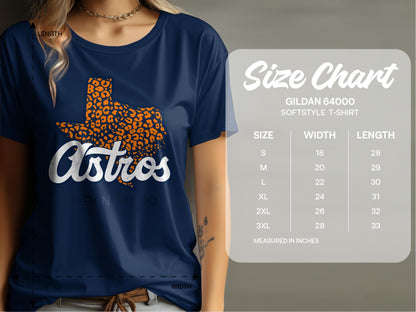 JPD Physical Item Texas Baseball Team with Leopard Print Inside State T-Shirt