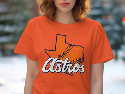 JPD Physical Item Texas Baseball Team with Leopard Print Inside State T-Shirt