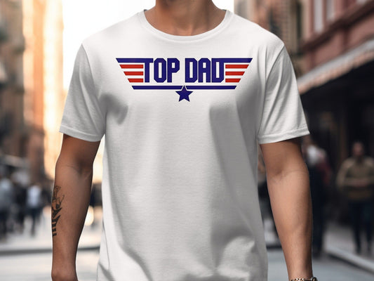 Jen Peete Designs Physical Item Top Dad Star With Wings for Fathers Day Graphic T-Shirt
