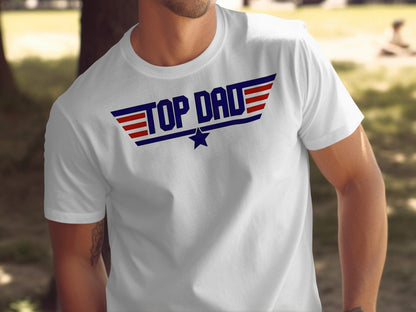 Jen Peete Designs Physical Item Top Dad Star With Wings for Fathers Day Graphic T-Shirt