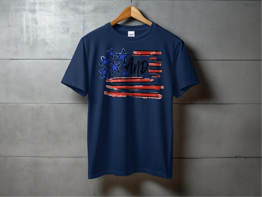 Jen Peete Designs Physical Item USA Flag With Stars & Stripes Patriotic Design T-Shirt