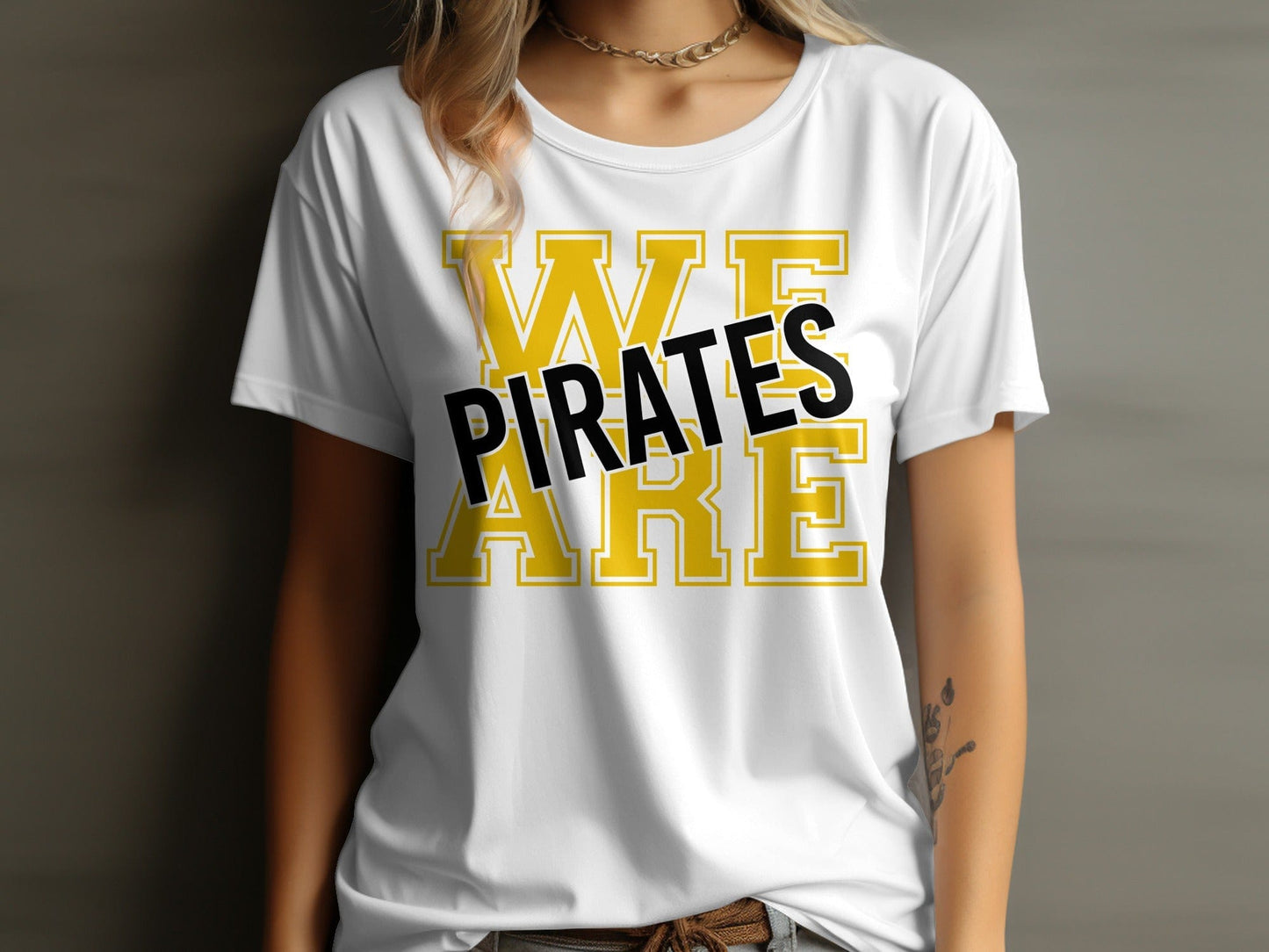 Jen Peete Designs Physical Item We Are Pirates Bold Block Letters T-Shirt