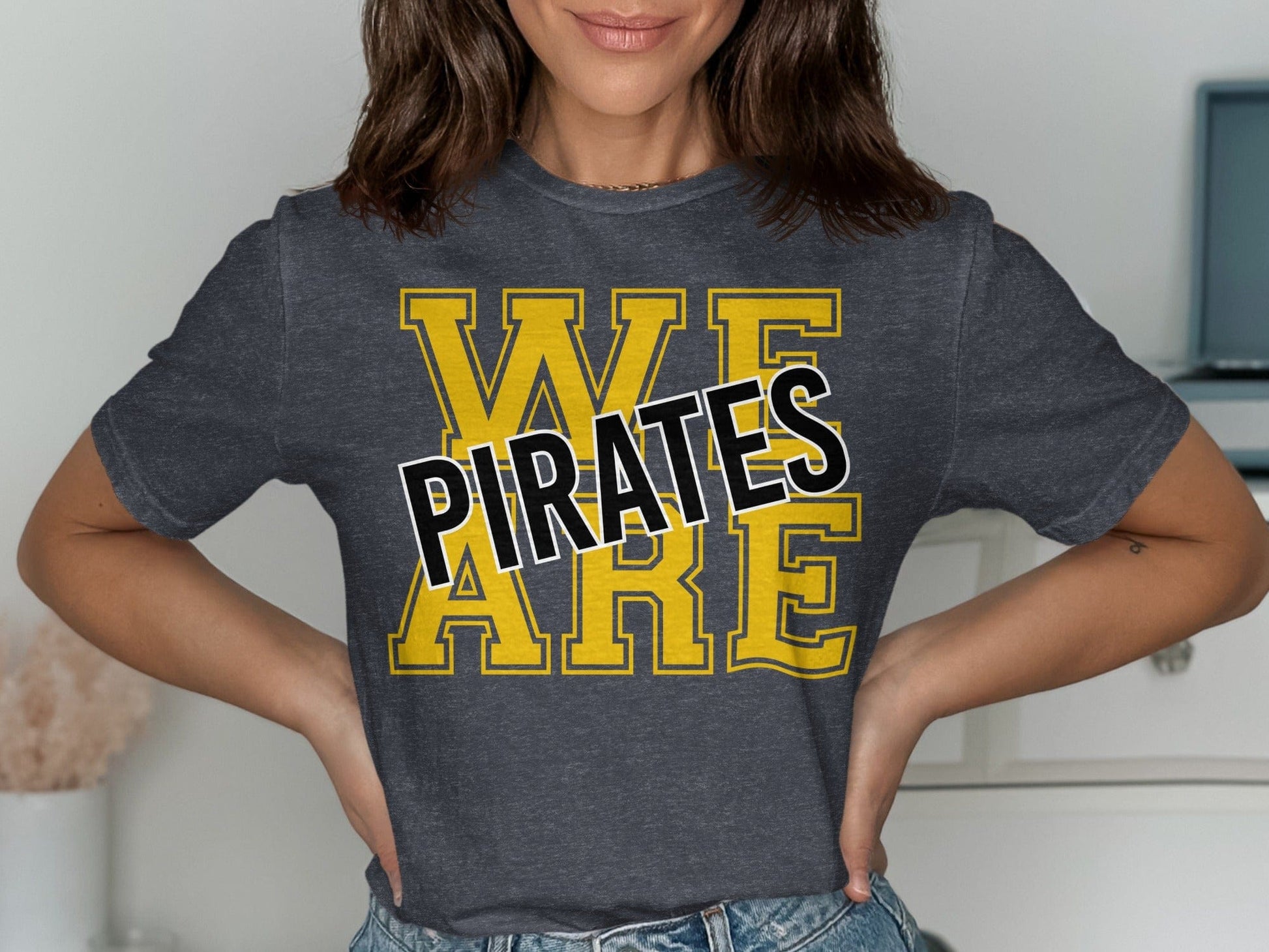 Jen Peete Designs Physical Item We Are Pirates Bold Block Letters T-Shirt