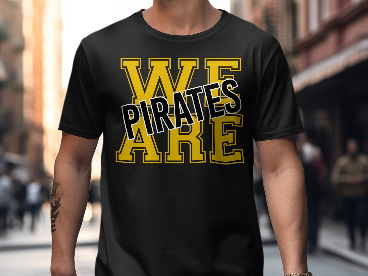 Jen Peete Designs Physical Item We Are Pirates Bold Block Letters T-Shirt