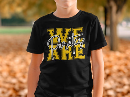 Jen Peete Designs Physical Item We Are Pirates Cursive Lettering Spirit Shirt