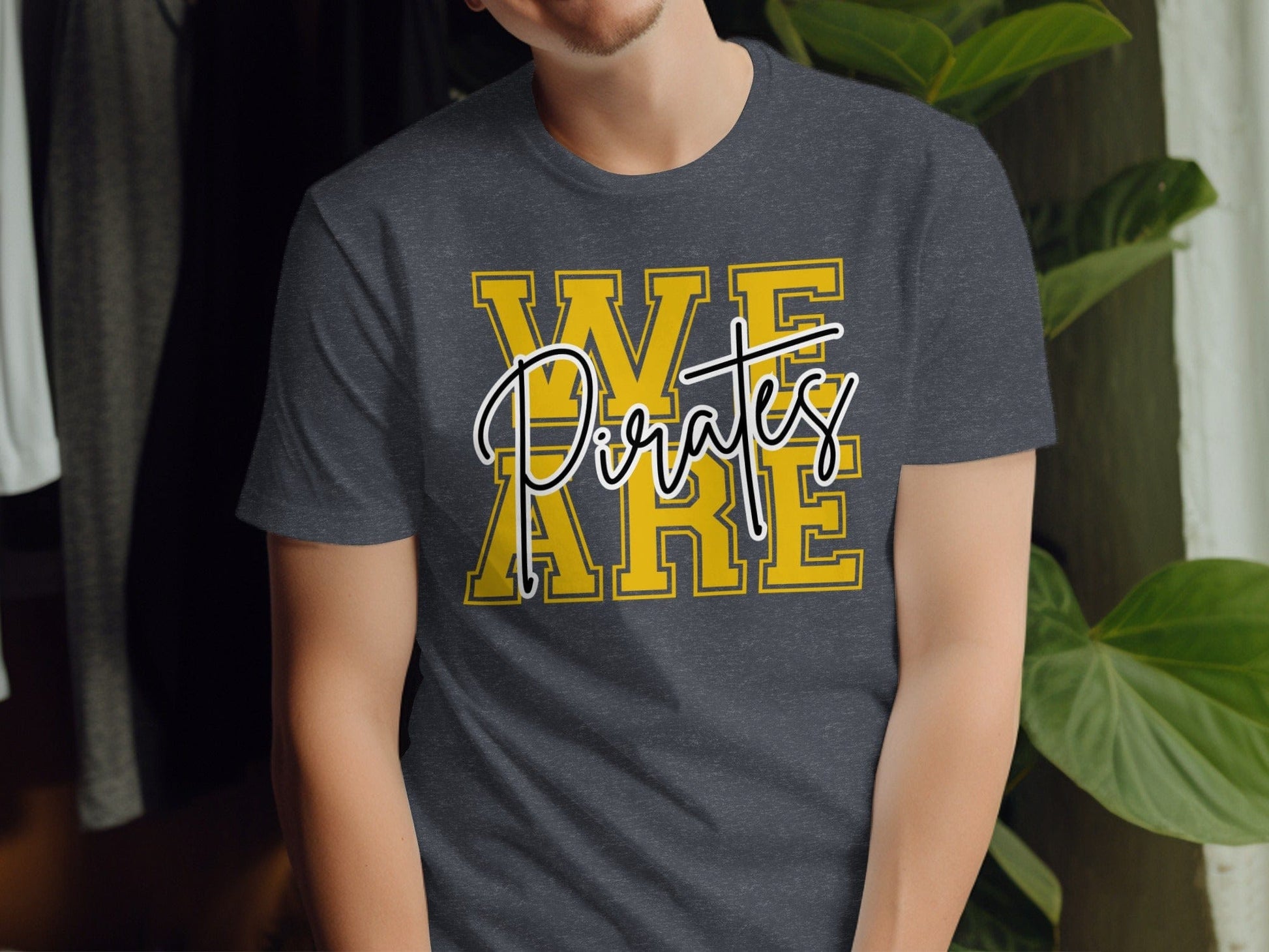 Jen Peete Designs Physical Item We Are Pirates Cursive Lettering Spirit Shirt