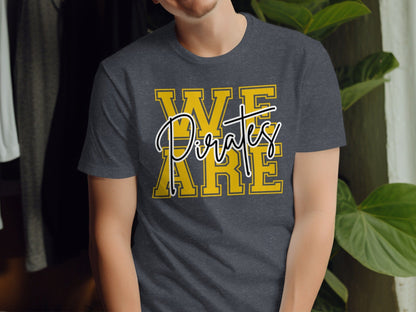 Jen Peete Designs Physical Item We Are Pirates Cursive Lettering Spirit Shirt
