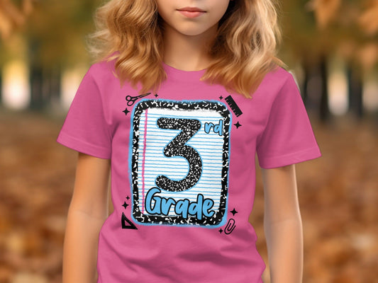 Jen Peete Designs Youth Clothing Back to School 3rd Grade Graphic T-Shirts