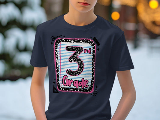 Jen Peete Designs Youth Clothing Back to School 3rd Grade Graphic T-Shirts