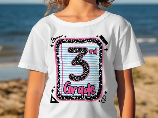 Jen Peete Designs Youth Clothing Back to School 3rd Grade Graphic T-Shirts