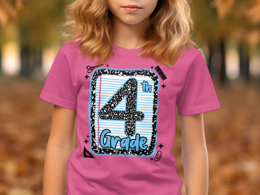 Jen Peete Designs Youth Clothing Back to School 4th Grade Graphic T-Shirts