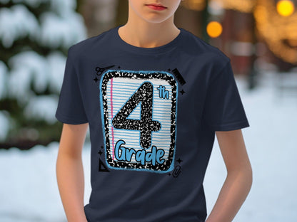 Jen Peete Designs Youth Clothing Back to School 4th Grade Graphic T-Shirts