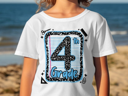 Jen Peete Designs Youth Clothing Back to School 4th Grade Graphic T-Shirts