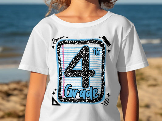Jen Peete Designs Youth Clothing Back to School 4th Grade Graphic T-Shirts