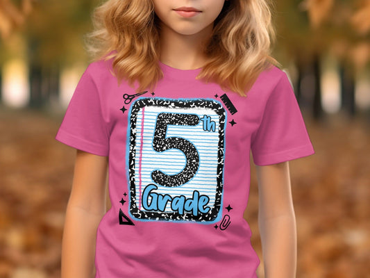 Jen Peete Designs Youth Clothing Back to School 5th Grade Graphic T-Shirts