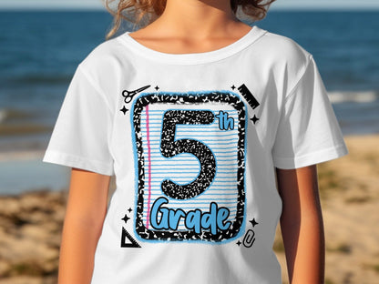 Jen Peete Designs Youth Clothing Back to School 5th Grade Graphic T-Shirts